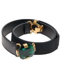 Marni Black Leather and Elastic Fabric Waist Belt Size 70cm