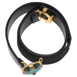 Marni Black Leather and Elastic Fabric Waist Belt Size 70cm