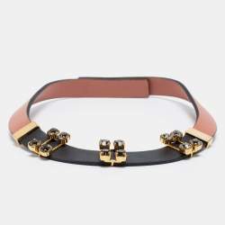 Pre Owned Marni Colorblock Crystal Embellished Leather Necklace