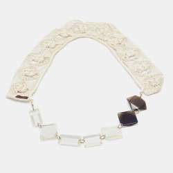 Marni Off-White Macramé & Beads Statement Necklace