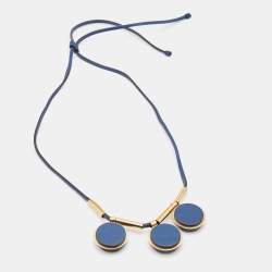 Marni Blue Leather Resin Charms Adjustable Necklace