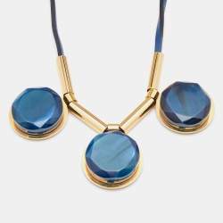Marni Blue Leather Resin Charms Adjustable Necklace