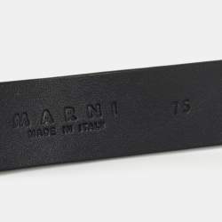 Marni Black Leather and Elastic Crystals Buckle Waist Belt