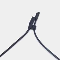 Pre Owned Marni Black Leather Floral Pendant Gold Tone Necklace