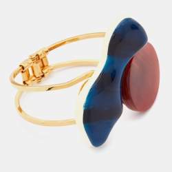 Marni Multicolor Resin Gold Tone Cuff Bracelet