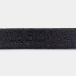 Marni Black Leather Crystal Embellished Elasticized Waist Belt