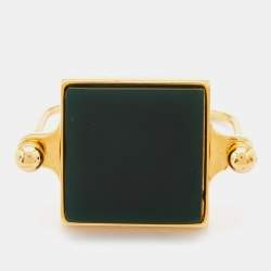 Marni Green Resin Gold Tone Cuff Bracelet