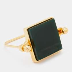 Marni Green Resin Gold Tone Cuff Bracelet