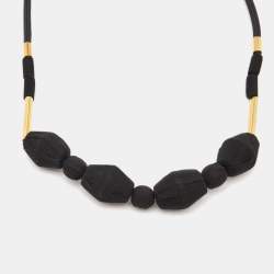 Marni Fabric Leather Gold Tone Necklace