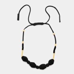 Marni Fabric Leather Gold Tone Necklace