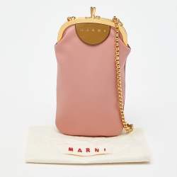 Marni Pink/Red Leather Kisslock Phone Chain Pouch