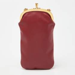 Marni Pink/Red Leather Kisslock Phone Chain Pouch
