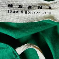 Marni Green Cotton Contrast Trim Knee Length Skirt M