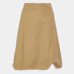 Marni Beige Cotton Contrast Trim Knee Length Skirt L