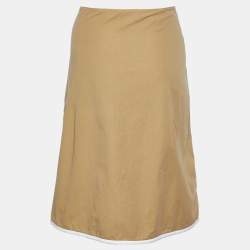 Marni Beige Cotton Contrast Trim Knee Length Skirt L