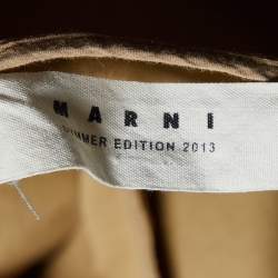 Marni Beige Cotton Contrast Trim Knee Length Skirt L