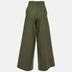 Marni Green Wool Wide Legs Culotte Pants XS