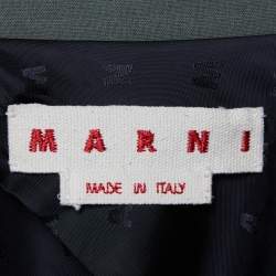 Marni Green Virgin Wool & Wool Rib Knit Blazer S