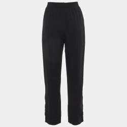 Pre Owned Marni Black Georgette Zip Detailed Hem Pants M