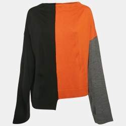 Marni Multicolor Color-blocked Wool Knit Asymmetrical Sweater M