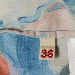 Pre Owned Marni Blue Floral Print Cotton Crop Shirt XS