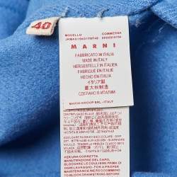 Pre Owned Marni Blue Wool Felt Zip Up Hooded Coat S