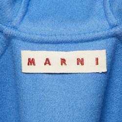 Pre Owned Marni Blue Wool Felt Zip Up Hooded Coat S