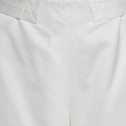 Marni White Cotton Inverted Pleat Midi Skirt M