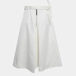 Marni White Cotton Inverted Pleat Midi Skirt M