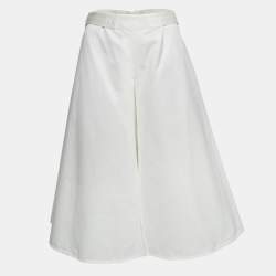 Marni White Cotton Inverted Pleat Midi Skirt M