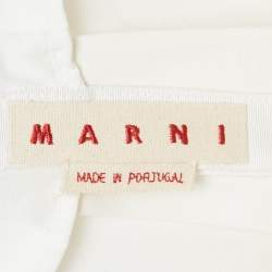 Marni White Cotton Inverted Pleat Midi Skirt M