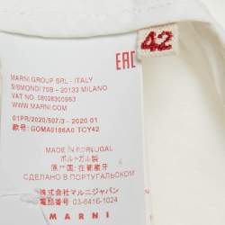 Marni White Cotton Inverted Pleat Midi Skirt M