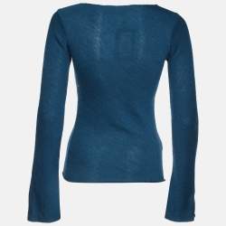 Marni Blue Embellished Wool Full Sleeve Sweater S