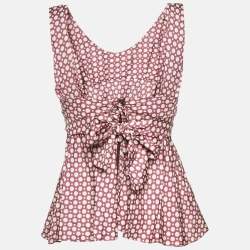 Marni Dusty Pink Dot Print Waist Tie-Up Top S