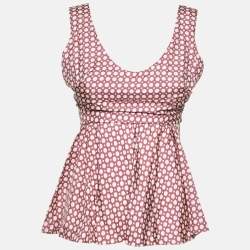 Marni Dusty Pink Dot Print Waist Tie-Up Top S