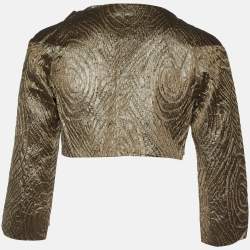 Marni Metallic Textured Jacquard Silk Blend Crop Jacket S