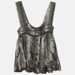 Marni Metallic Stripe Lurex Silk Blend Trapeze Top S