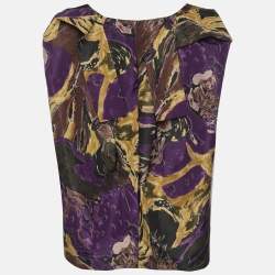 Pre Owned Marni Purple/Gold Polyester Sleeveless Loose Fit Blouse M