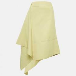 Marni Green Gabardine Asymmetric Midi Skirt M