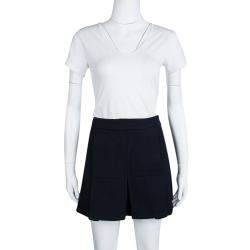 Pre Owned Marni Navy Blue Pleated Wool Mini Skirt M