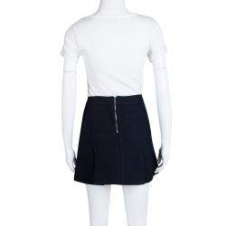 Pre Owned Marni Navy Blue Pleated Wool Mini Skirt M