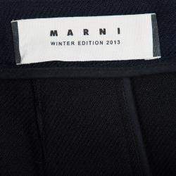 Pre Owned Marni Navy Blue Pleated Wool Mini Skirt M
