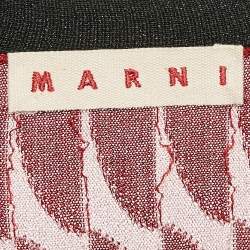 Marni Red Patterned Lurex Knit Button Front Cardigan S