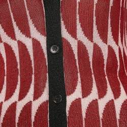 Marni Red Patterned Lurex Knit Button Front Cardigan S