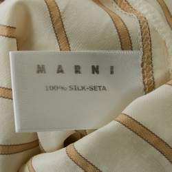 Marni Cream Stripe Silk Neck Tie-Up Detail Blouse S