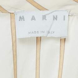 Marni Cream Stripe Silk Neck Tie-Up Detail Blouse S