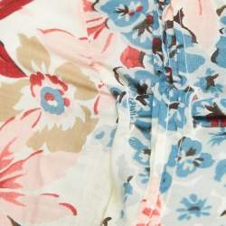 Pre Owned Marni Multicolor Floral Print Cotton Tie-Up Detail Blouse S