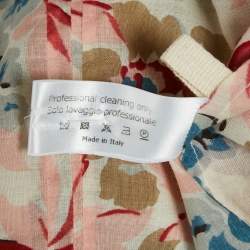 Pre Owned Marni Multicolor Floral Print Cotton Tie-Up Detail Blouse S