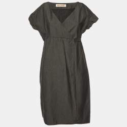 Marni Charcoal Grey Cotton Faux Wrap Dress S