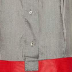 Pre Owned Marni Grey/Red Silk & Knit Midi Dress M